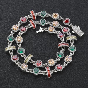 Colorful Zirconia Gemstone Brass Necklace