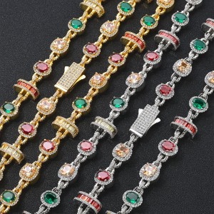 Colorful Zirconia Gemstone Brass Necklace