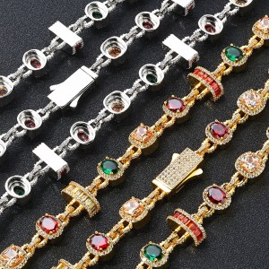 Colorful Zirconia Gemstone Brass Necklace