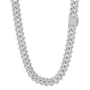 14mm Zirconia Cuban Chain Brass Necklace