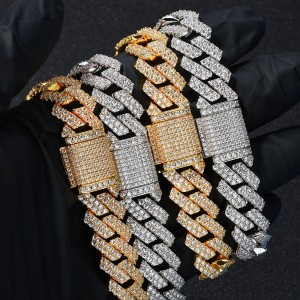 14mm Zirconia Cuban Chain Brass Necklace