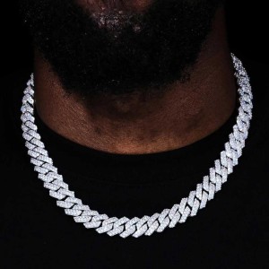 14mm Zirconia Cuban Chain Brass Necklace