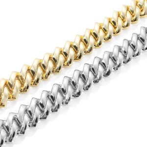14mm Zirconia Cuban Chain Brass Necklace