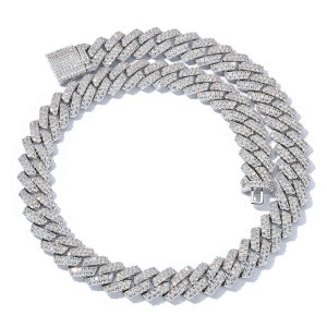 14mm Zirconia Cuban Chain Brass Necklace