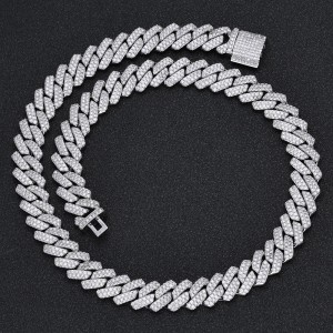 14mm Zirconia Cuban Chain Brass Necklace
