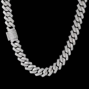 14mm Zirconia Cuban Chain Brass Necklace