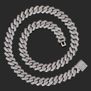 14mm Zirconia Cuban Chain Brass Necklace