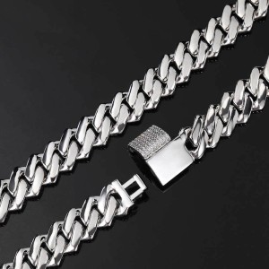 14mm Zirconia Cuban Chain Brass Necklace