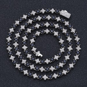 6mm Zirconia Cross Star Chain Brass Necklace