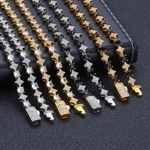 6mm Zirconia Cross Star Chain Brass Necklace