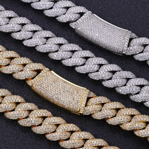 18mm Zirconia Bubble Cuban Chain Brass Necklace