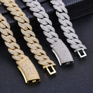 18mm Zirconia Bubble Cuban Chain Brass Necklace