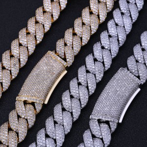 18mm Zirconia Bubble Cuban Chain Brass Necklace