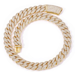 18mm Zirconia Bubble Cuban Chain Brass Necklace