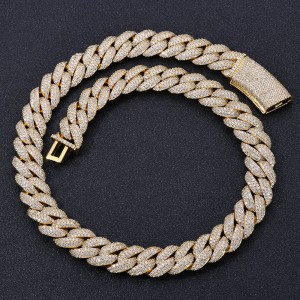 18mm Zirconia Bubble Cuban Chain Brass Necklace