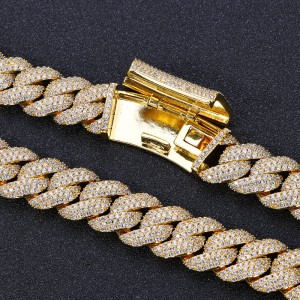 18mm Zirconia Bubble Cuban Chain Brass Necklace