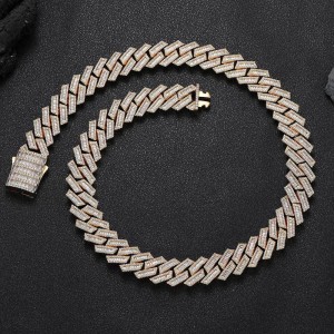 18mm Zirconia Bubble Cuban Chain Brass Necklace