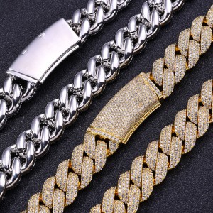 18mm Zirconia Bubble Cuban Chain Brass Necklace