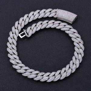 18mm Zirconia Bubble Cuban Chain Brass Necklace