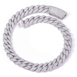 18mm Zirconia Bubble Cuban Chain Brass Necklace