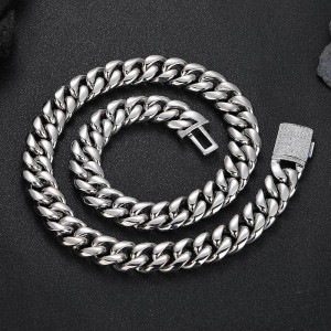 18mm Zirconia Bubble Cuban Chain Brass Necklace