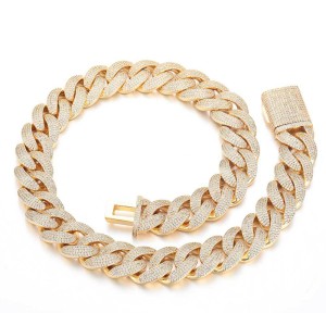 20mm Zirconia Bubble Cuban Chain Necklace