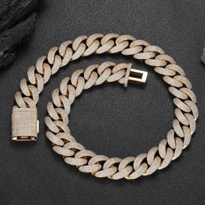 20mm Zirconia Bubble Cuban Chain Necklace
