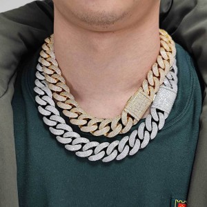 20mm Zirconia Bubble Cuban Chain Necklace