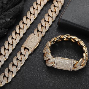 20mm Zirconia Bubble Cuban Chain Necklace