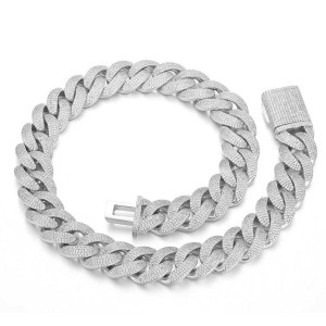 20mm Zirconia Bubble Cuban Chain Necklace