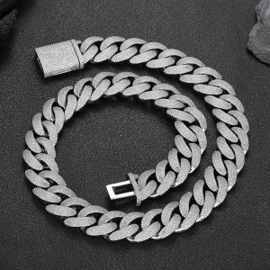 20mm Zirconia Bubble Cuban Chain Necklace