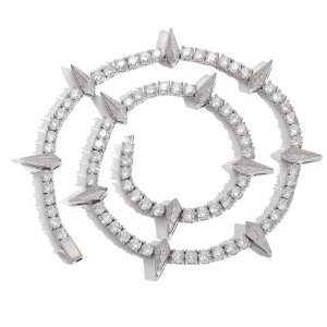 5mm Zirconia Spike Tennis Chain Brass Necklace