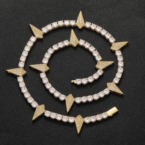 5mm Zirconia Spike Tennis Chain Brass Necklace