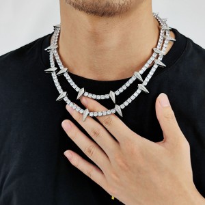 5mm Zirconia Spike Tennis Chain Brass Necklace