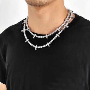 5mm Zirconia Spike Tennis Chain Brass Necklace