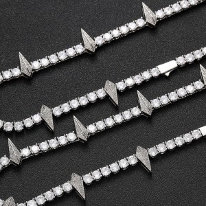 5mm Zirconia Spike Tennis Chain Brass Necklace
