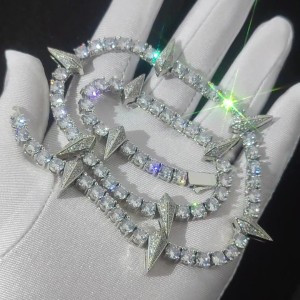 5mm Zirconia Spike Tennis Chain Brass Necklace