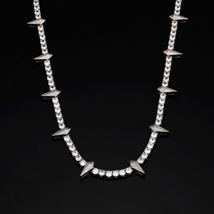 5mm Zirconia Spike Tennis Chain Brass Necklace