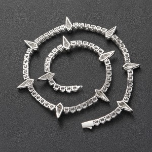 5mm Zirconia Spike Tennis Chain Brass Necklace