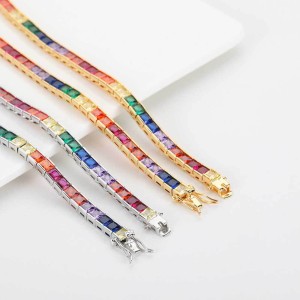 4mm Rainbow Zirconia Tennis Chain Brass Necklace