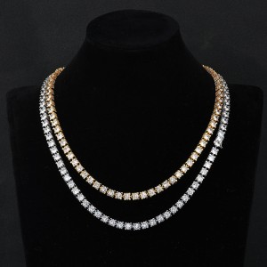 6mm Zirconia Tennis Chain Hip Hop Brass Necklace