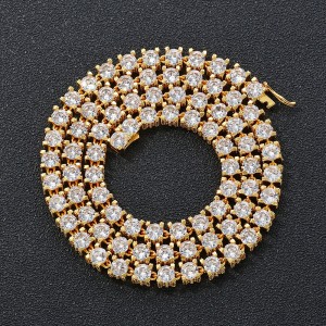 6mm Zirconia Tennis Chain Hip Hop Brass Necklace