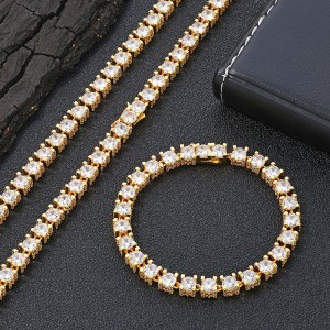 6mm Zirconia Tennis Chain Hip Hop Brass Necklace