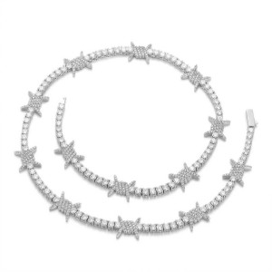 3.5mm Zirconia Thorns Tennis Chain Brass Necklace