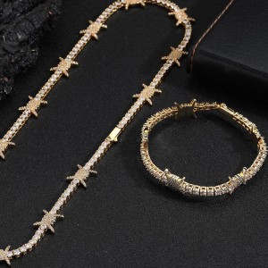 3.5mm Zirconia Thorns Tennis Chain Brass Necklace