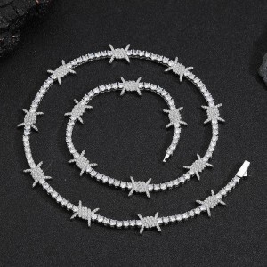 3.5mm Zirconia Thorns Tennis Chain Brass Necklace