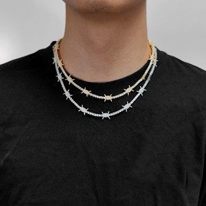 3.5mm Zirconia Thorns Tennis Chain Brass Necklace