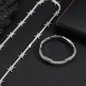 3.5mm Zirconia Thorns Tennis Chain Brass Necklace