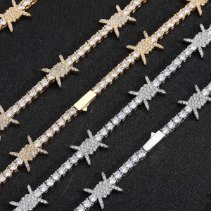3.5mm Zirconia Thorns Tennis Chain Brass Necklace