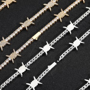 3.5mm Zirconia Thorns Tennis Chain Brass Necklace